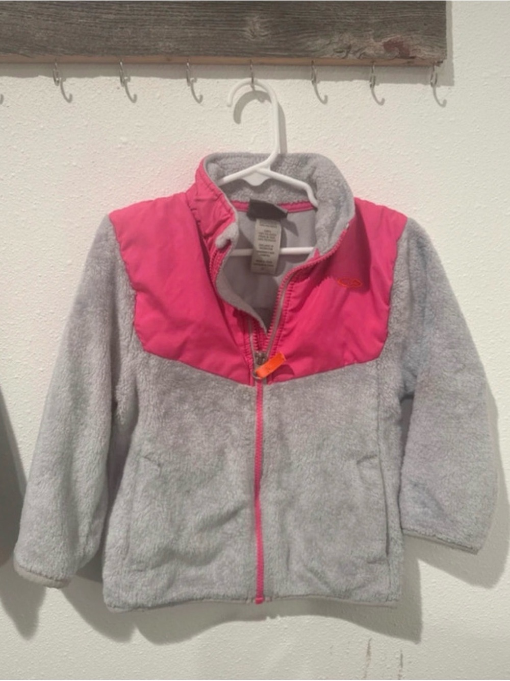 Champion Girls' Gray Fleece Jacket with Pink Trim